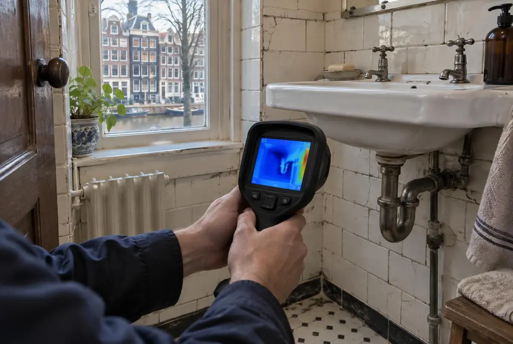 Lekdetectie Loosdrecht – badkamer met oude leidingen achter de tegels