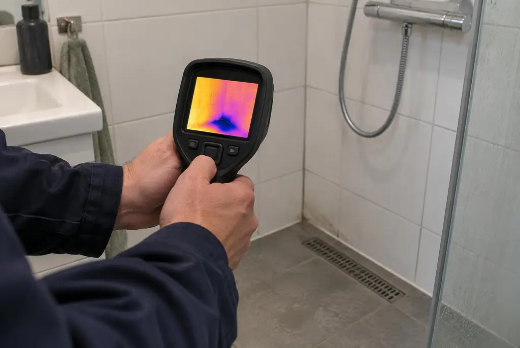 Lekdetectie Loosdrecht – lekdetectiespecialist met warmtebeeldcamera in een badkamer